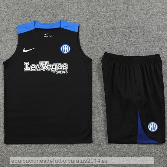 Nuevo Entrenamiento Sin Mangas Conjunto Completo Inter Milan 24/25 Negro Azul Baratas